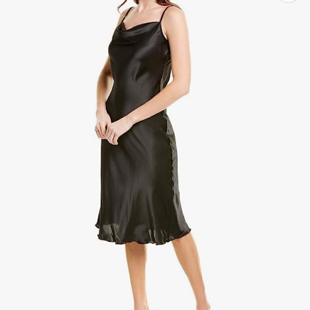 ‎Bebe Square Neck Black Satin slip dress - XS
